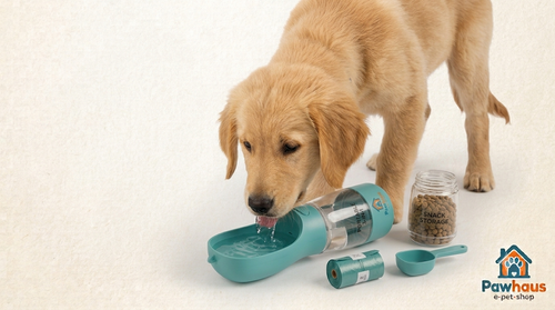 PawHaus™ Hydro – Portable Pet Water Bottle with Built-in Drinking Bowl