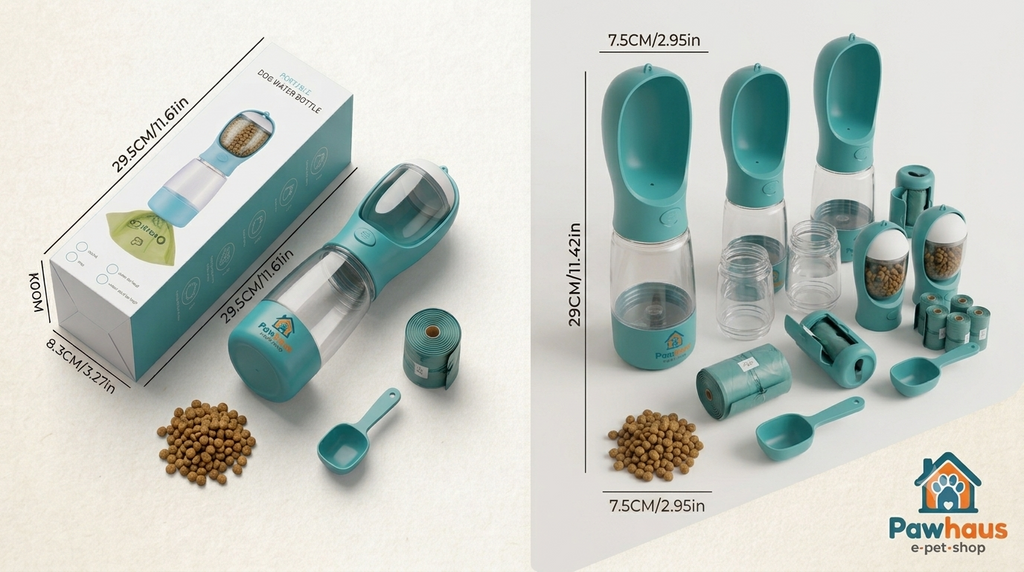 PawHaus™ Hydro – Portable Pet Water Bottle with Built-in Drinking Bowl