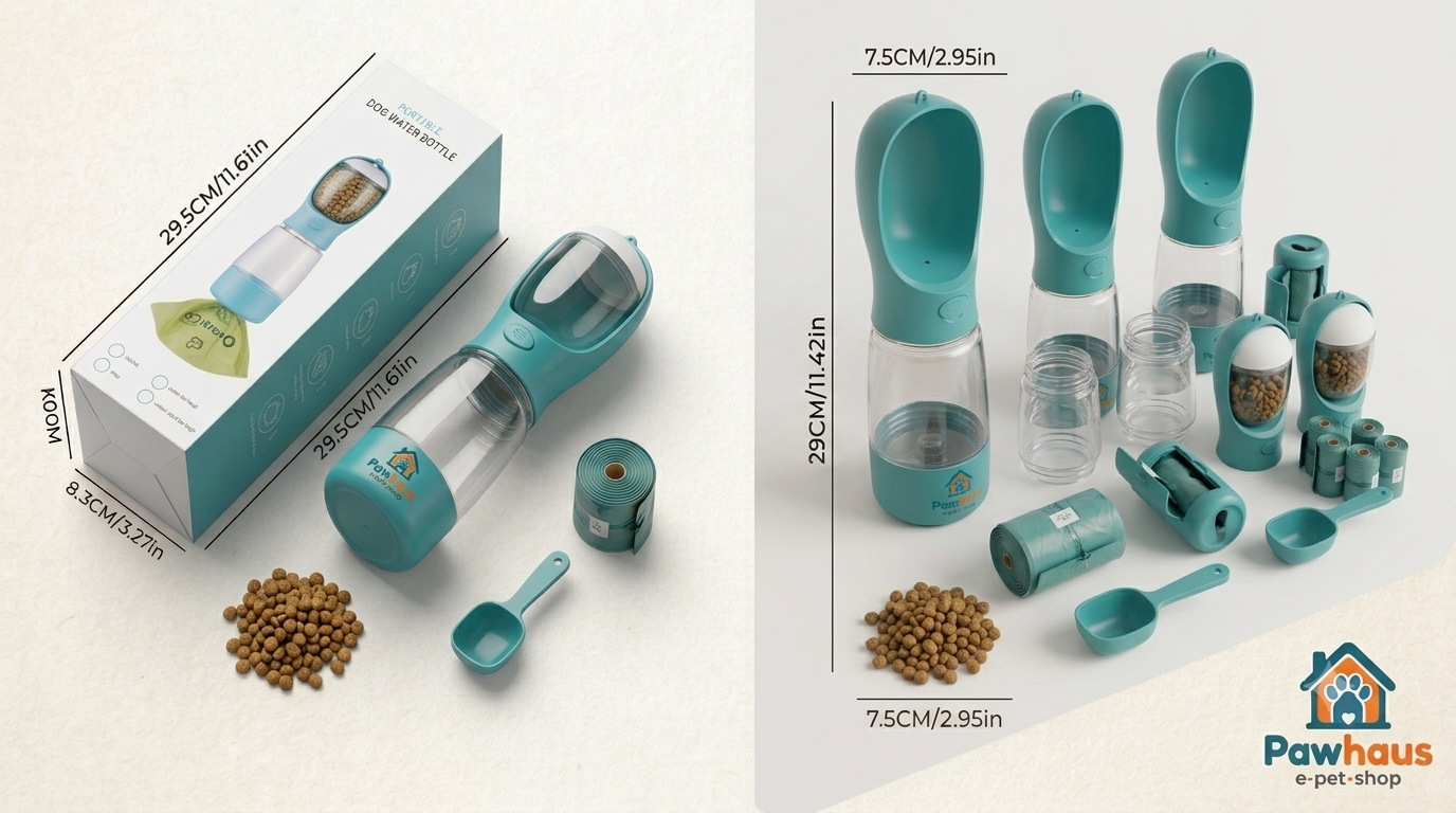 PawHaus™ Hydro – Portable Pet Water Bottle with Built-in Drinking Bowl